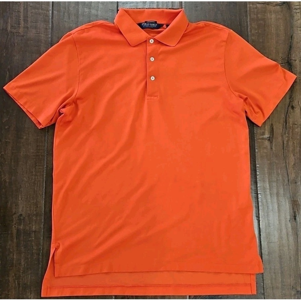 Polo Golf Ralph Lauren Mens Golf Shirt Sz M Performance ORANGE Short Sleeves